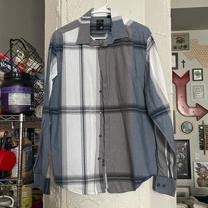 LAST CHANCE: Black and grey color block button down